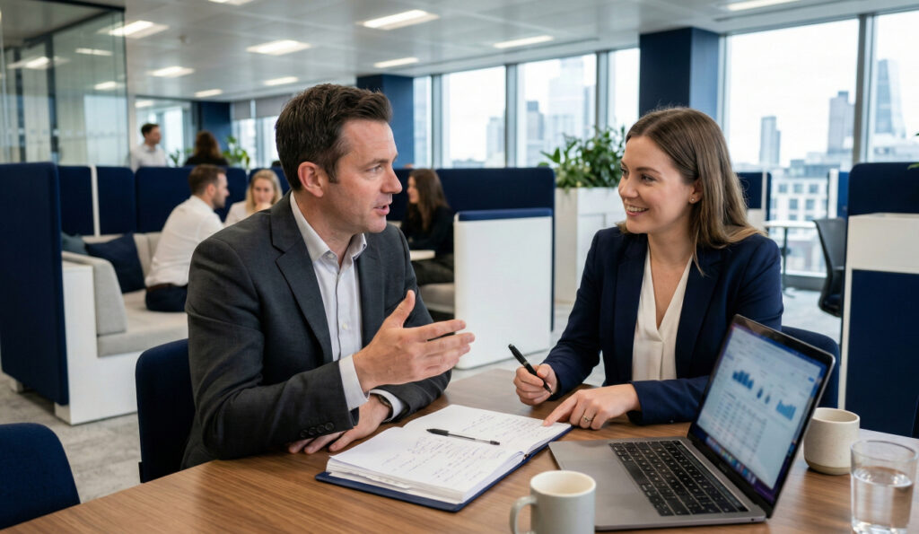 Illustration of the first step in My VA Solutions' process – sharing staffing requirements, timeline, and team setup goals